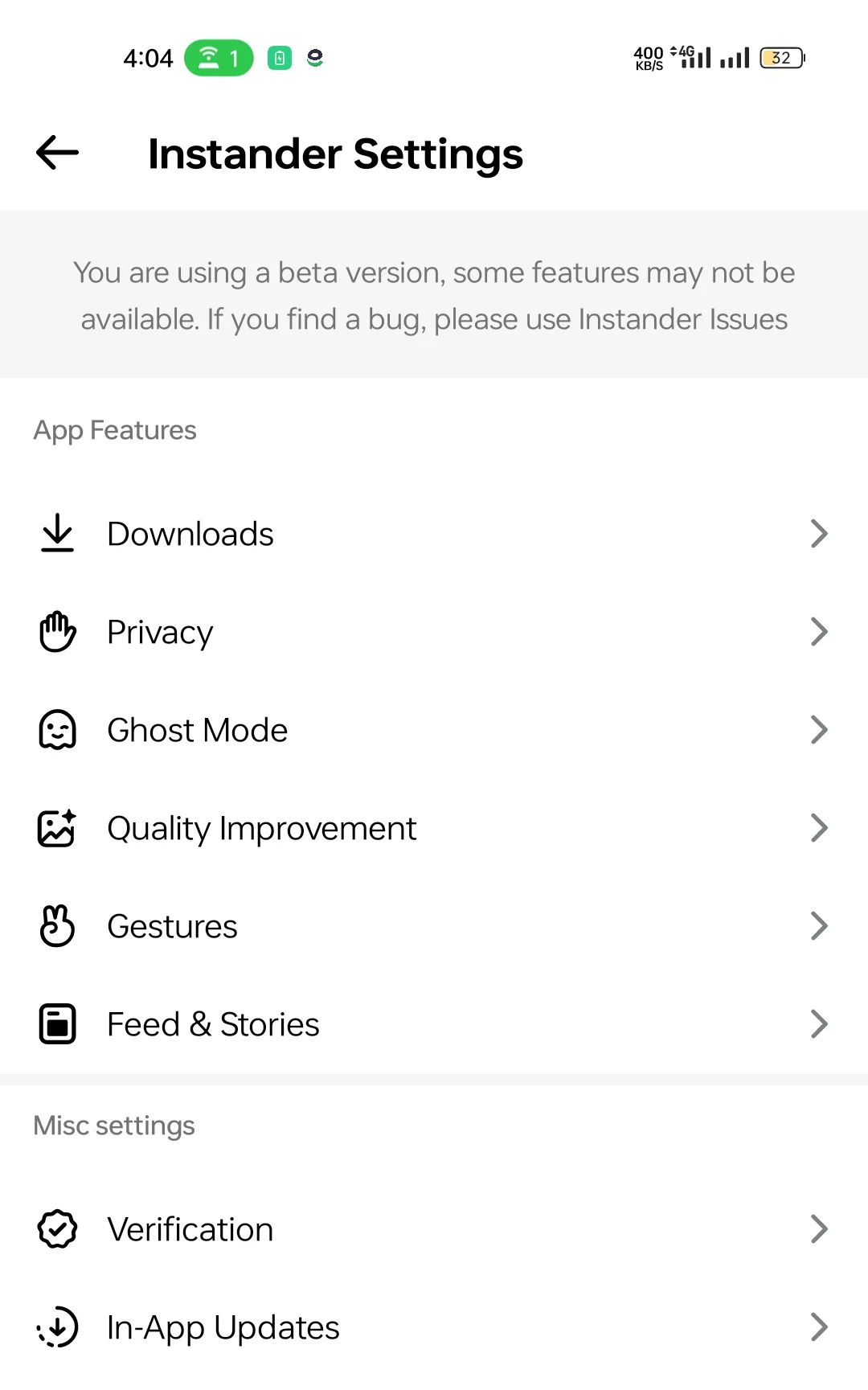 Feature and Setting of Instander Mod APK
