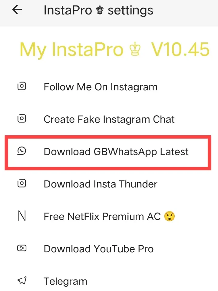 Download Insta Thunder or GBWhatsApp